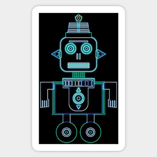 Neon Blue Robot Sticker